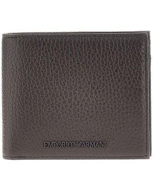 Emporio Armani Grained Leather Bi-Fold Wallet - Grey