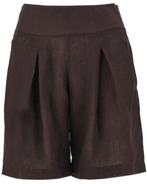 Emporio Armani Viscose And Linen Shorts - Grey