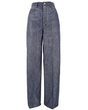 Bottega Veneta Denim-Effect Wool-Blend Trousers - Blue