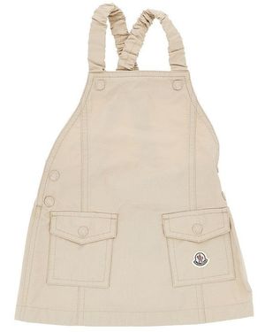 Moncler Cotton-Blend Mini Dress With Logo - Natural