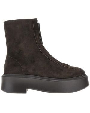 The Row Suede Leather Zipped Boots - Brown