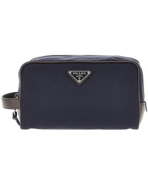 Prada Leather And Re-Nylon 'Speedrock' Pouch - Blue