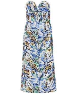 Rabanne Floral Sequinned Midi Dress - Blue