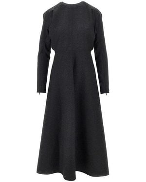 Victoria Beckham Wool Dolman Midi Dress - Black