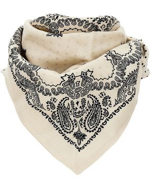 Destin Wool Scarf With Bandanda Motif - White