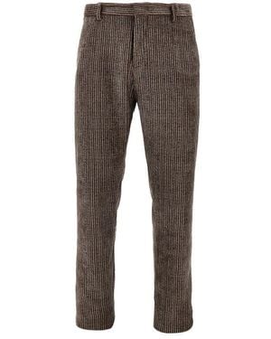 Emporio Armani Corduroy Trousers With Herringbone Print - Grey