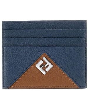 Fendi Lui' Grained Leather Cardholder - Blue