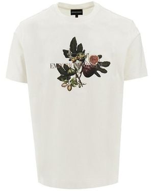 Emporio Armani Asv Glass And Foliage Print T-Shirt - White