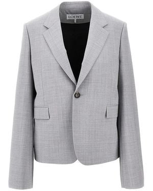 Loewe Single-Breasted Jacket With Wide Sleeves - Gray