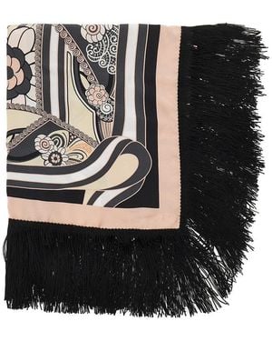 La DoubleJ Fringed Silk Scarf - Black