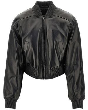 Phoebe Philo Nappa Leather Shrunk Bomber Jacket - Black