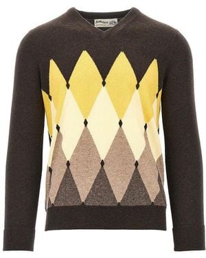 Ballantyne Lozenge Cashmere Sweater - Black