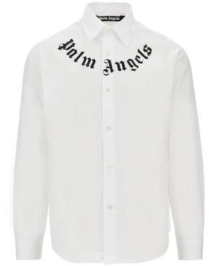 Palm Angels Logo Print Cotton Shirt - White