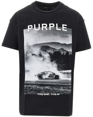 Purple Brand Inside-Out Jersey T-Shirt With Print - Black