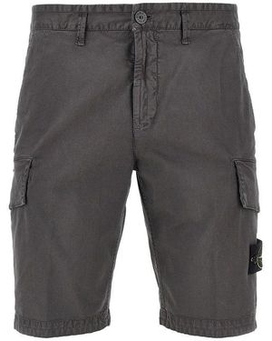 Stone Island Old Effect Broken Twill Cargo Shorts - Grey