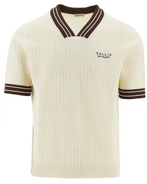 GALLIA KNIT Ribbed Cotton Short-Sleeved Sweater - Natural