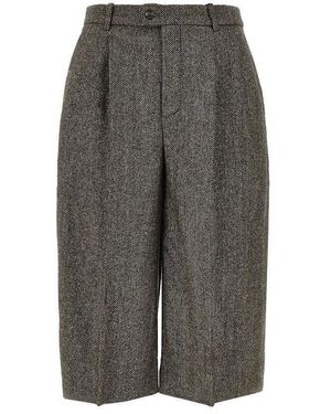 Saint Laurent Wool-Blend Skirt Pants - Gray