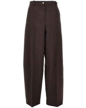 Pinko Wool-Blend Barrel Leg Pants - Brown