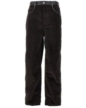 Bottega Veneta Corduroy Trousers With Nappa Details - Black