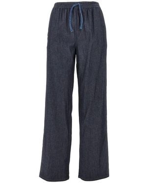 Emporio Armani Lightweight Denim Trousers With Drawstring - Blue