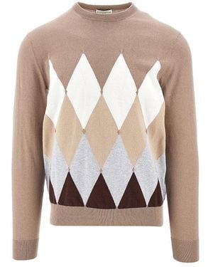 Ballantyne Lozenge Cotton And Cashmere Sweater - Pink