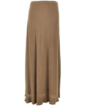 Alberta Ferretti Crepe Long Skirt - Natural