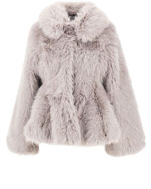 ROTATE BIRGER CHRISTENSEN Faux Fur Flared Jacket - Grey