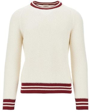 GALLIA KNIT Bouclé Knit Sweater - White