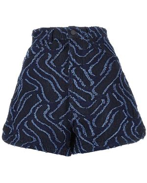 Emporio Armani Jacquard Denim Shorts - Blue