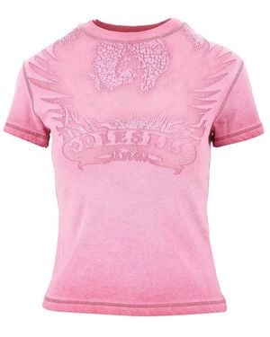 DIESEL Dévoré Phoenix Motif T-Shirt - Pink