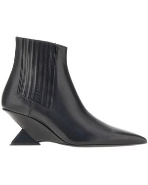 The Attico 'Cheope' Leather Ankle Boots - Blue