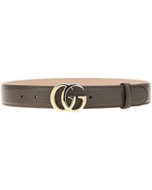 Gucci Gg Marmont Leather Belt - Gray