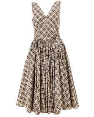 Prada Check Poplin Midi Dress - Multicolor