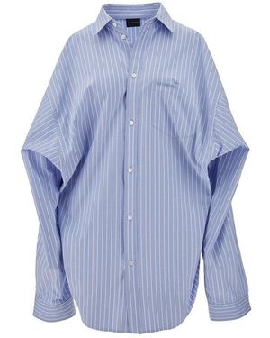 Balenciaga Oversized Asymmetrical Striped Shirt - Blue