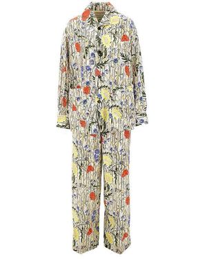 Bottega Veneta Floral Silk-Blend Pyjamas Set - Metallic