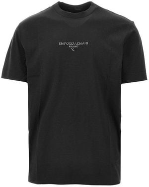Emporio Armani 3D-Effect Logo Print T-Shirt - Black