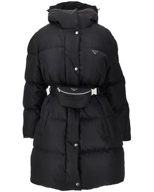 Prada Re-Nylon Down Jacket With Belt Bag - Black