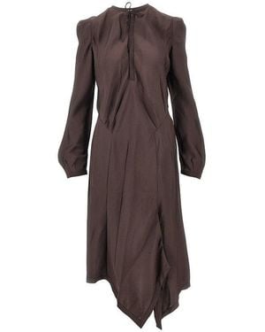 Lemaire Creased Effect Twill Dress - Brown