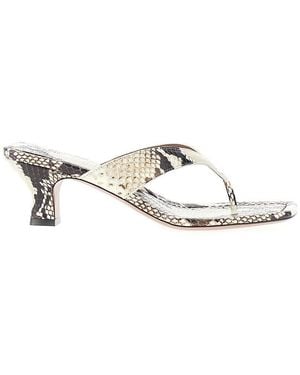 Paris Texas Python-Print Leather 'Portofino' Mules - White