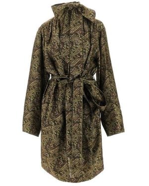 Saint Laurent Paisley Print Silk Mini Dress - Green