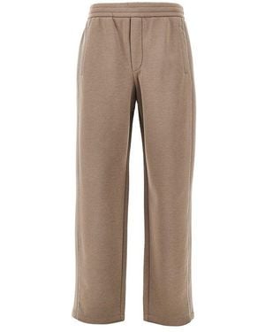 Emporio Armani Double Jersey Trousers With Piping - Natural