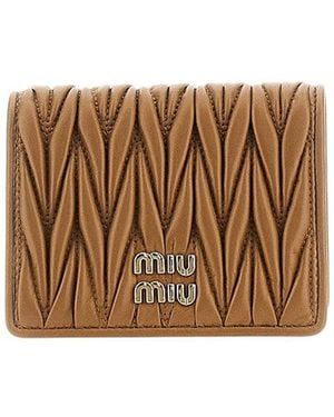 Miu Miu Matelassé Nappa Leather Bi-Fold Wallet - Brown