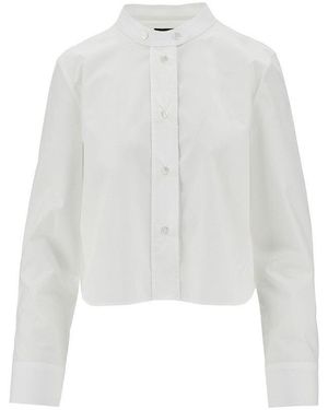 Emporio Armani Mandarin Collar Poplin Shirt - White