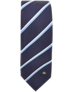 Gucci Striped Silk Necktie - Blue