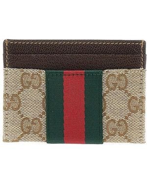 Gucci Gg Fabric Card Holder With Web Ribbon - Multicolor