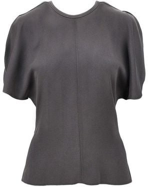 Victoria Beckham 'Bela' Crepe Back Satin Top - Grey