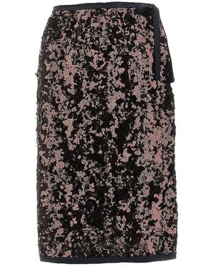 Prada Sequinned Midi Skirt - Black