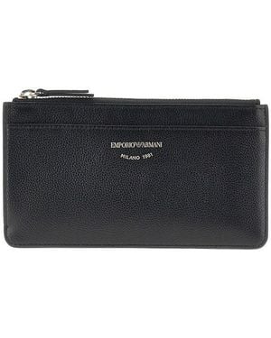 Emporio Armani Faux Leather Cardholder Pouch - Black