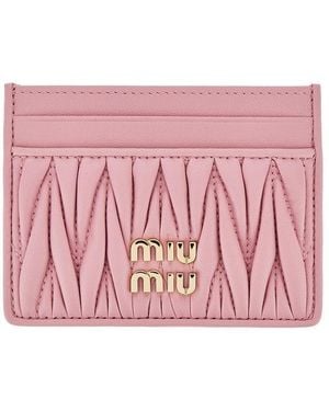 Miu Miu Matelassé Nappa Leather Cardholder - Pink