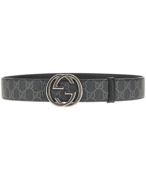 Gucci Reversible Belt With Interlocking Gg Buckle - Gray